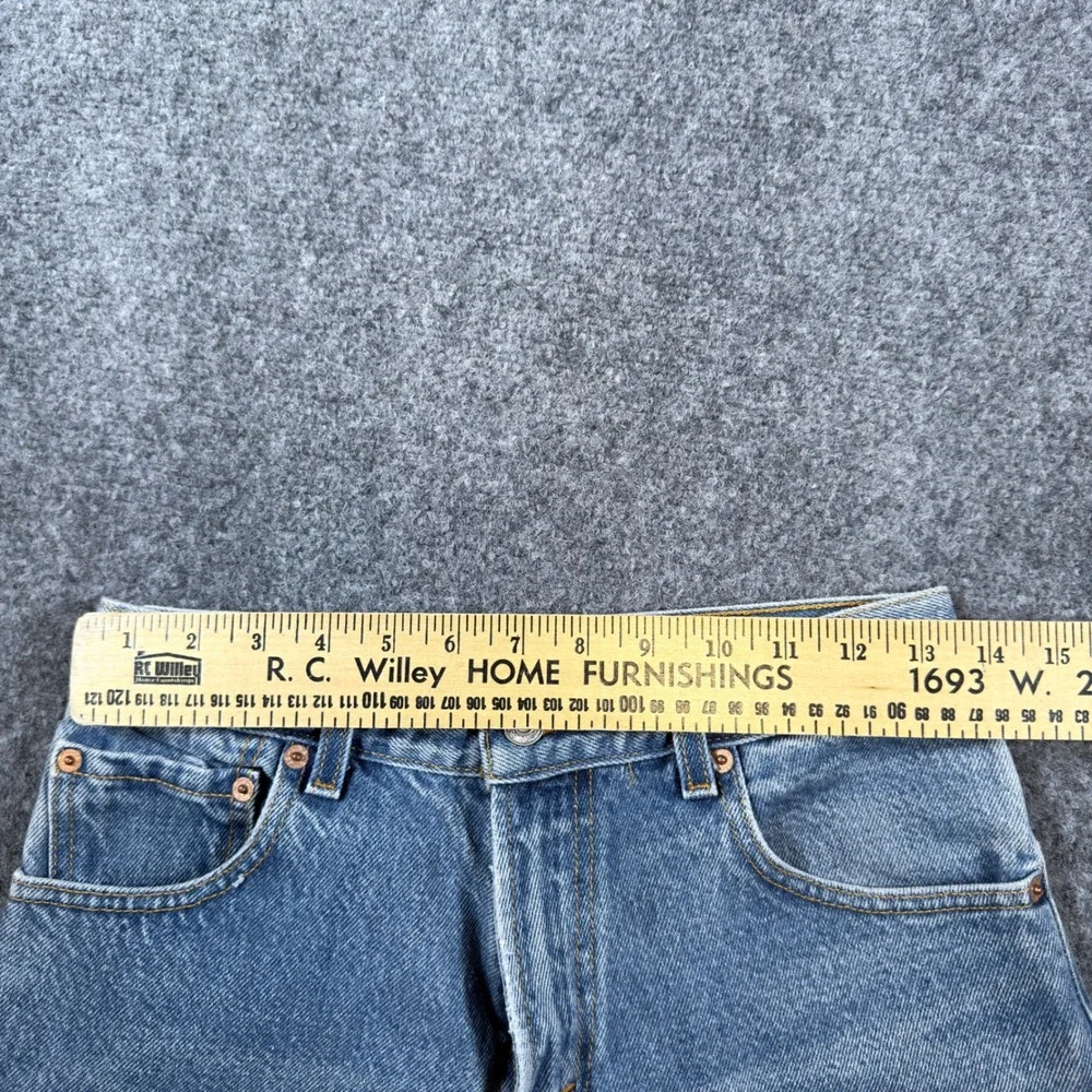 Levi's 517 Boot Cut Jeans Mens 29x34 Fit 27x31 Blue Distressed Frayed Denim Hem